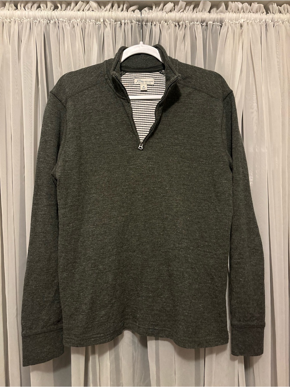 J.Crew Quarter-Zip Long-Sleeve Pullover - 100% Cotton in Dark Olive